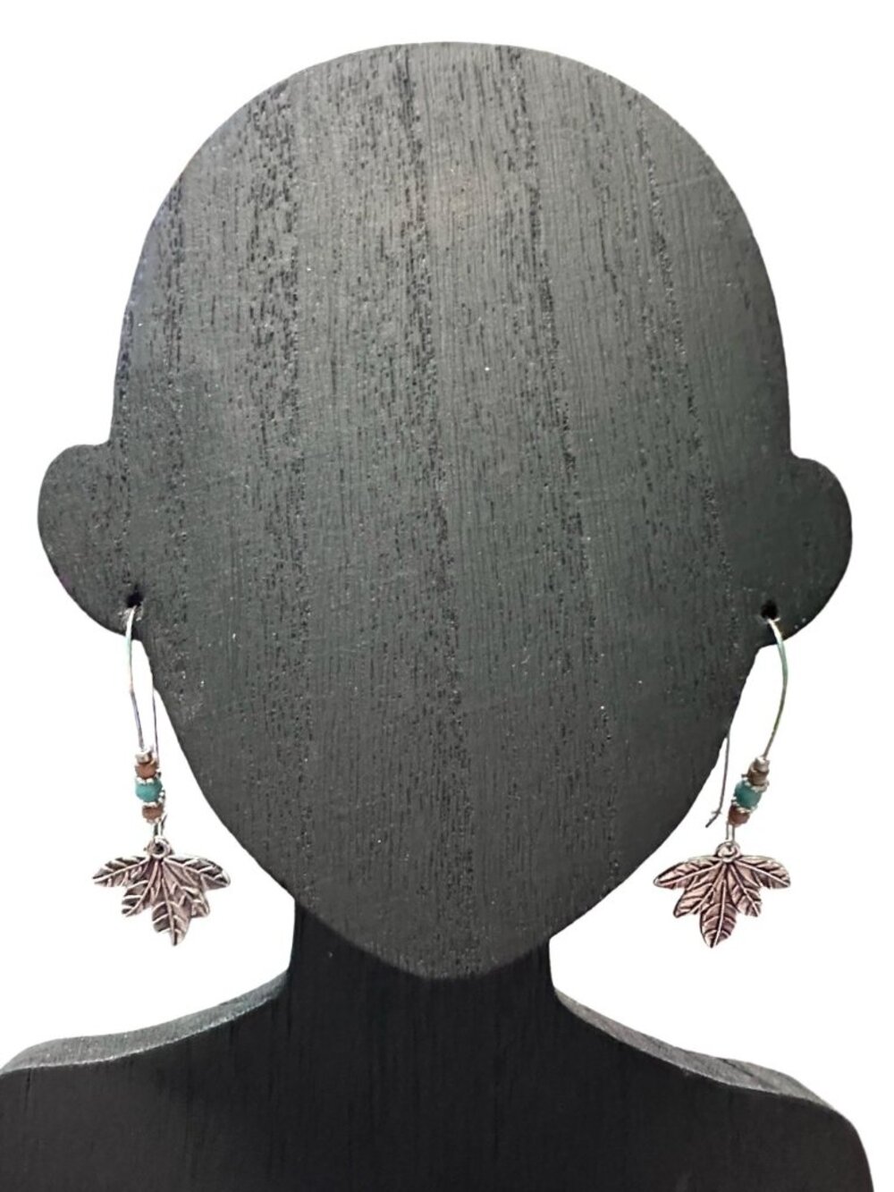Boho Style Silver Leaf Dangle Earrings With Beaded Accents Womens Jewelry Gift